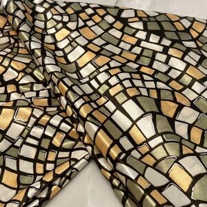 Fabric: Gorgeous Silky Geometric Fabric: Beautiful Drape, 2yd X 60” New Vintage